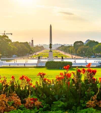 The Washington Monument is an obelisk on the National Mall in Washington, D.C., built to commemorate George Washington, once commander-in-chief of the Continental Army and the first president.