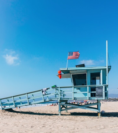 Baywatch tower on a Venice beach in Los Angeles USA