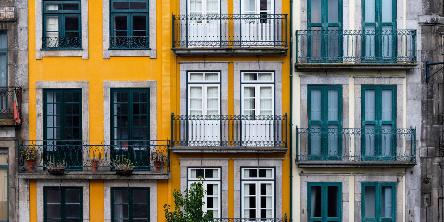 Baixa facades, Lisbon, Portugal